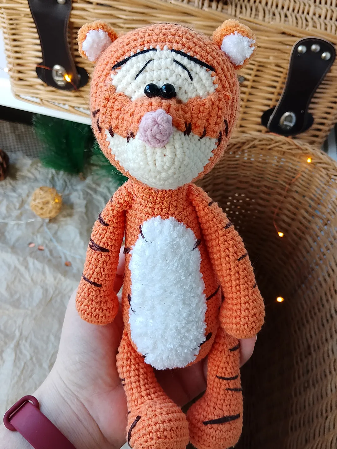 Orange tiger cub Disney cartoon character. Stuffed animal tiger soft toy