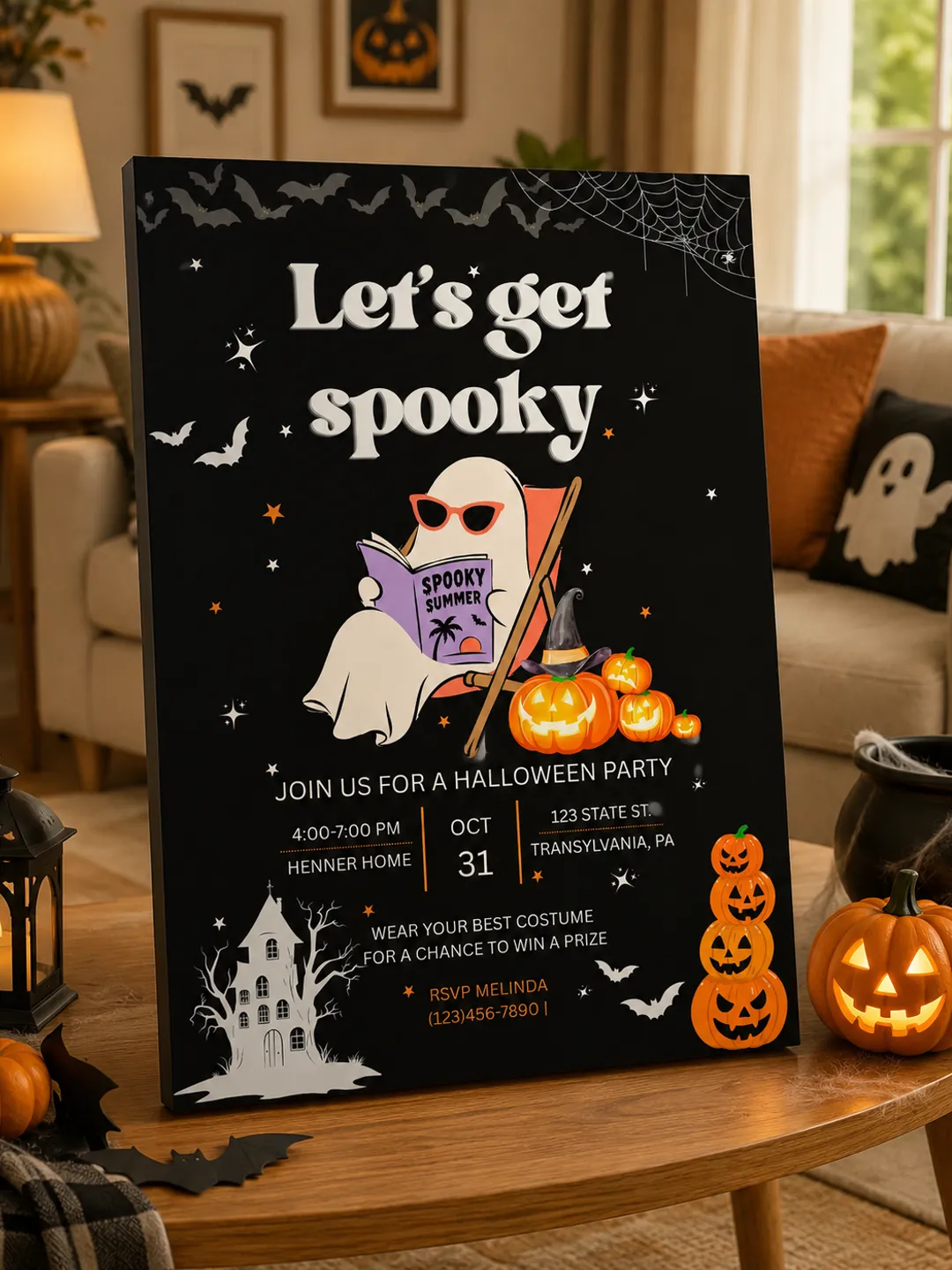 Halloween Party Invitation Template | Let's Get Spooky Invite | Editable Costume Party Invitation | Instant Download