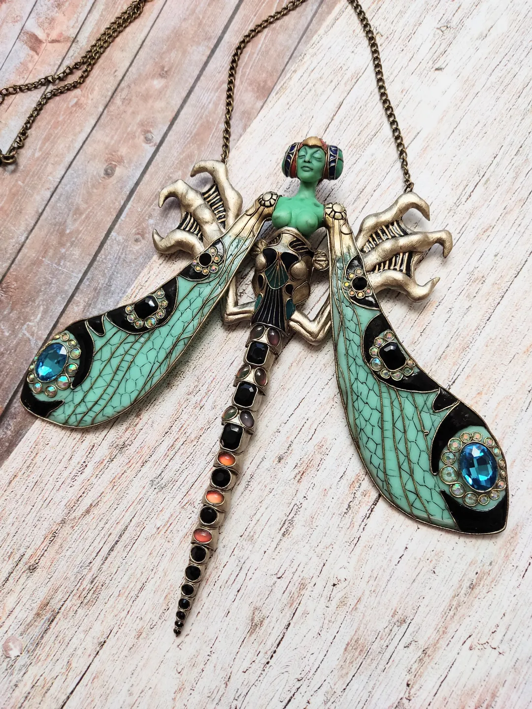 Collier Lalique Cristal Argenté Avec Pendentif Libellule Bleue - Occasion, Bijou De Luxe élégant