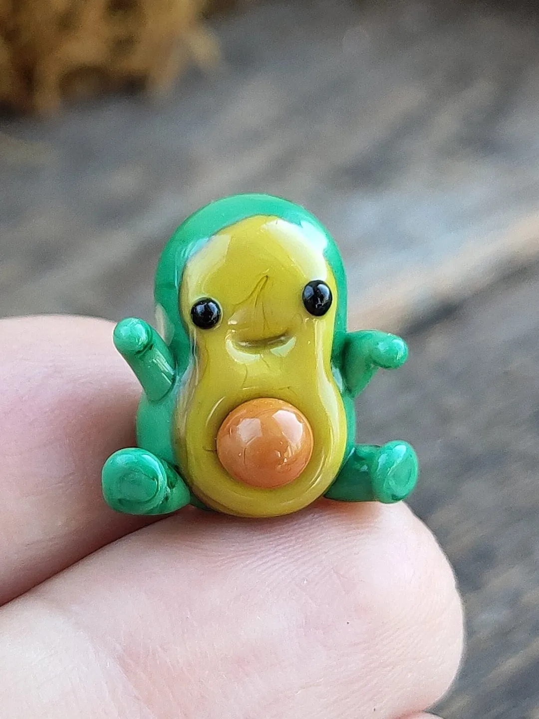 KAWAII AVOCADO figurine Miniature Avocado Glass Avocado beads Vegetable beads Miniature animals Vegatable ornament Decor Glass figurines