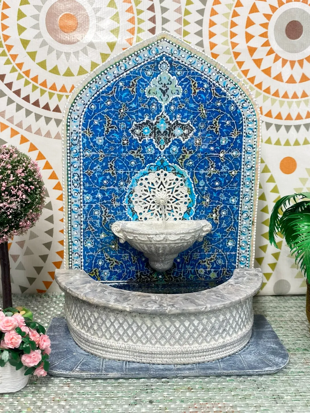 Fountain wall for a doll house. Doll mini. 1:12. Fountain for the puppet garden.