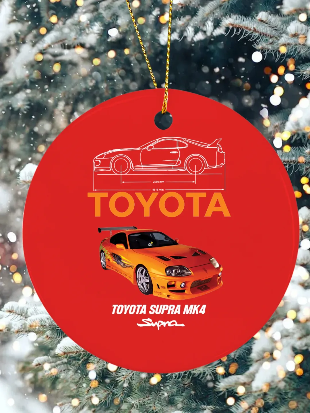 Toyota Supra MK4 Y2K Christmas Ceramic Ornament