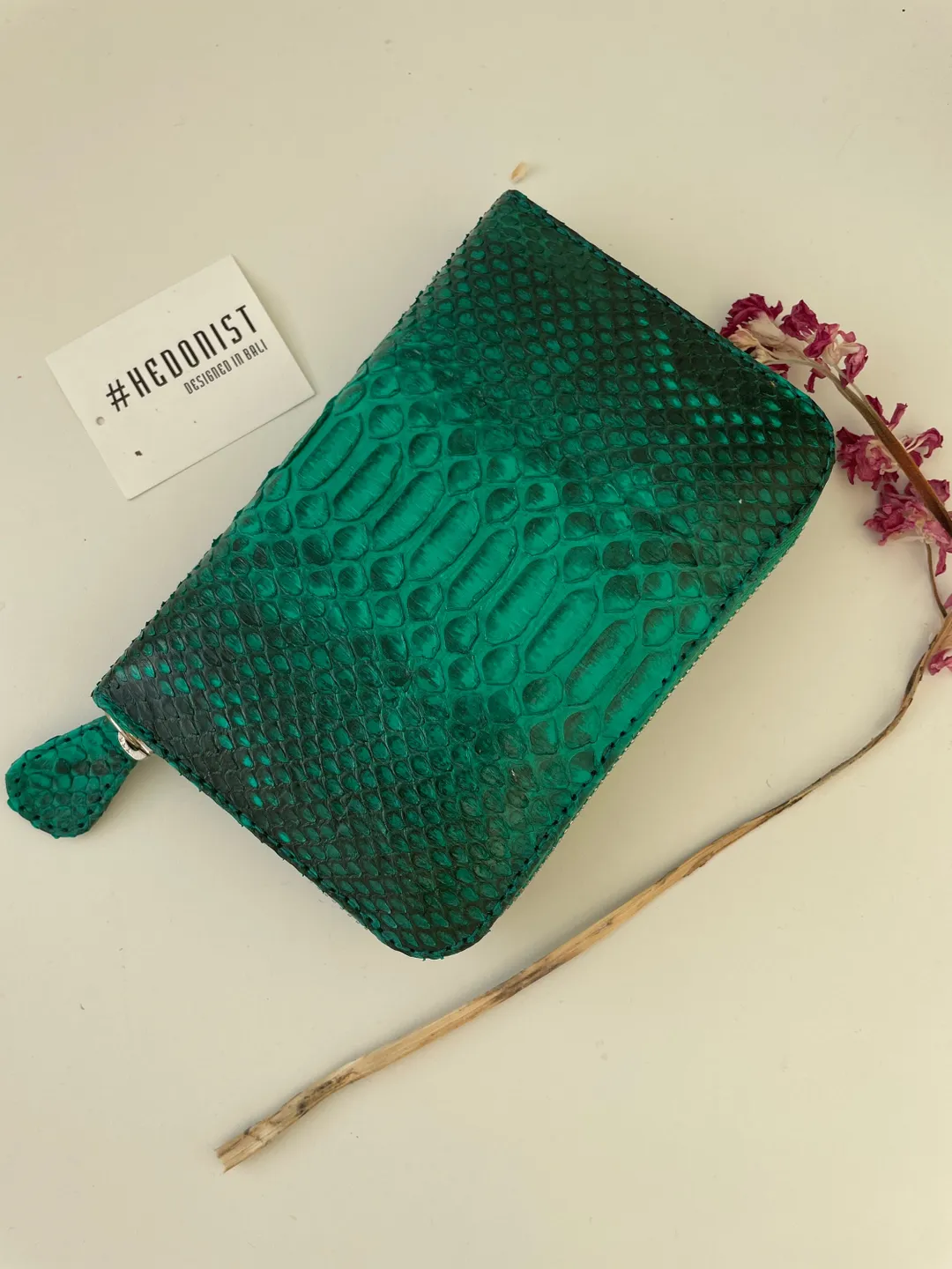 Genuine python skin green wallet | Small wallet | Exotic leather wallet | Women wallet | Snake trendy Wallet | Snakeskin designer wallet