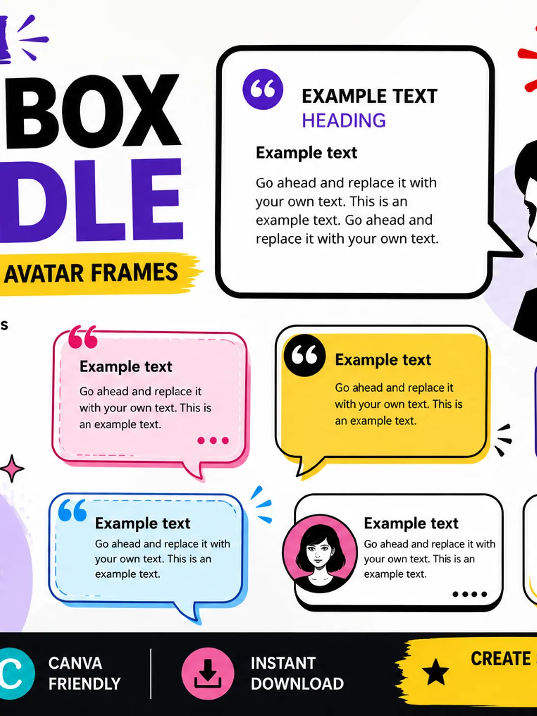 Modern Text Box Illustration Bundle | Speech Bubble Graphics | Minimal ...