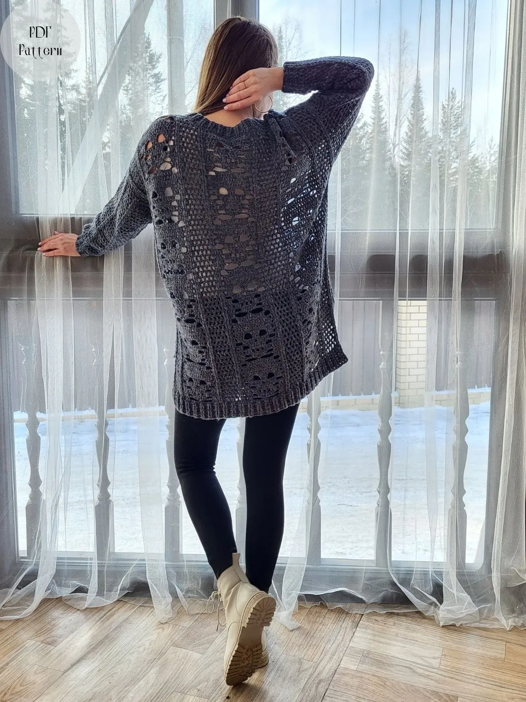 Crochet skull sweater, PDF Pattern skull, Oversized sweater, Loose crochet jumper, Crochet pattern easy