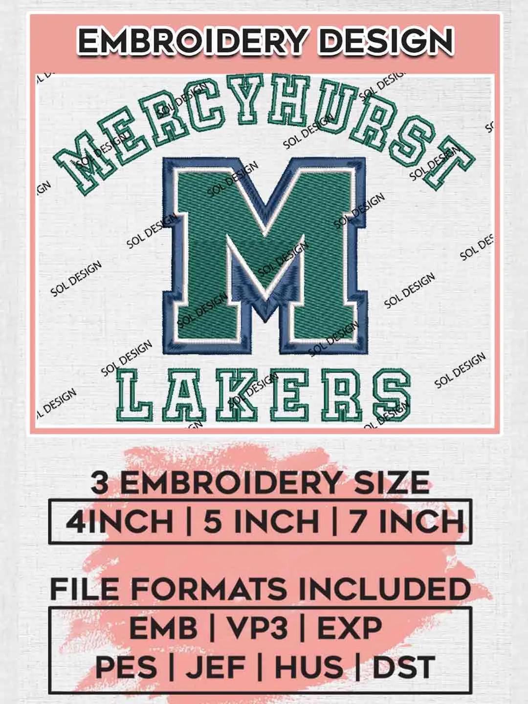 Mercyhurst Embroidery Designs, Football Logo Embroidery files, Sport Machine embroidery designs, Instant Download