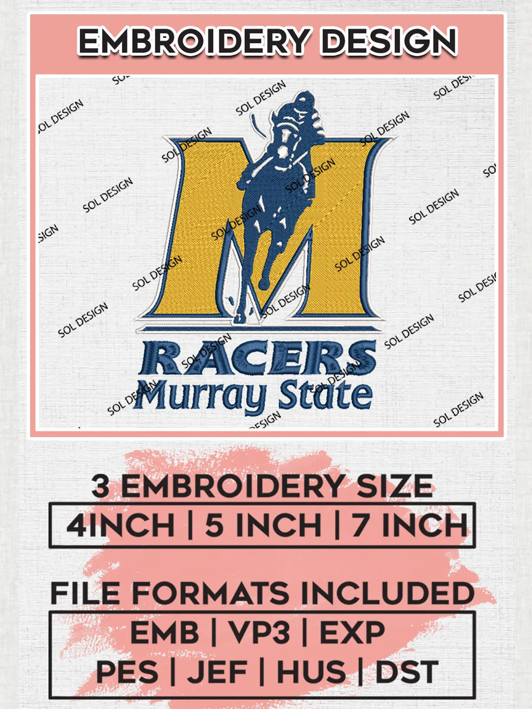 Murray State Racer Graphics Design NCAA Murray State Racers Team Logo embroidery designs, NCAA Murray ...