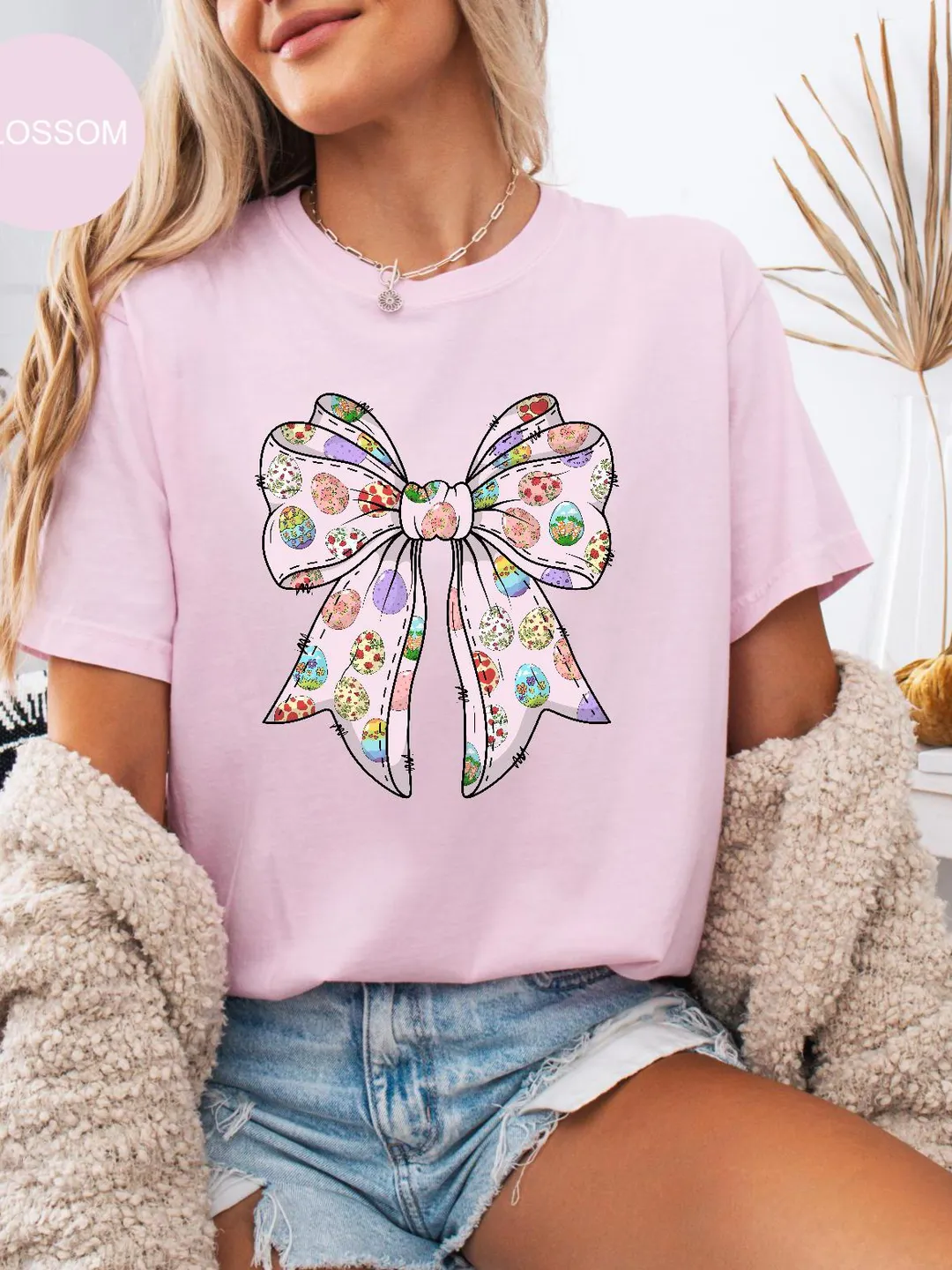 Comfort Colors® Easter Coquette Shirt, Happy Easter egg t-shirt, Coquette Easter Shirts for Woman, Easter T Shirt for Women