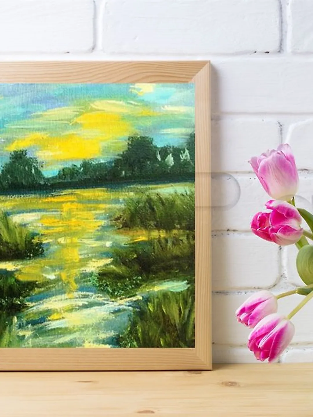 Abstract Landscape Original Oil Painting Impasto Art Miniature 6x6 inches
