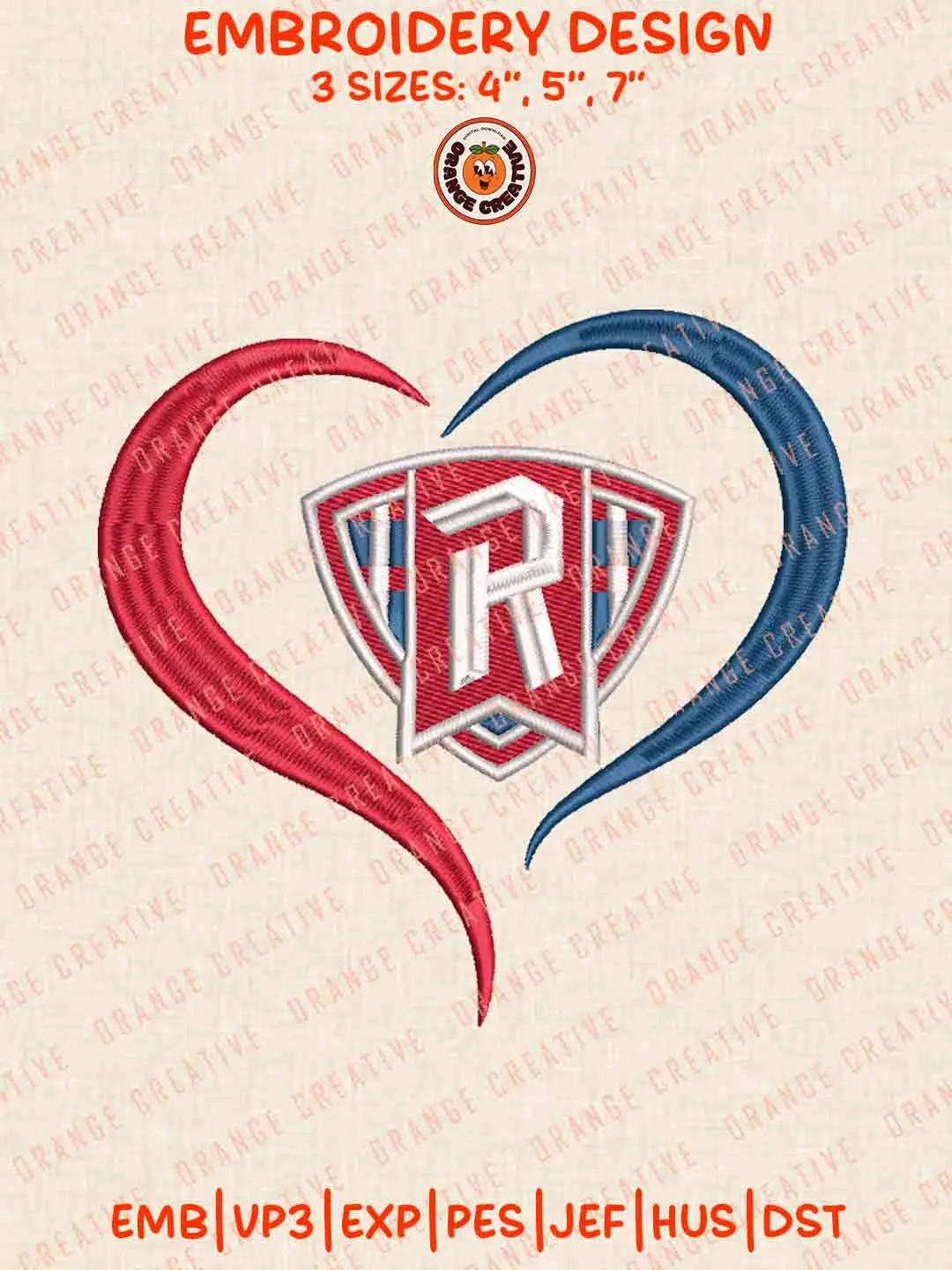 Radford Highlander Heart Embroidery Design Files, Football Logos Embroidery Designs, Sport Machine Embroidery Files, 3 Sizes, Custom Sizes, Instant Download