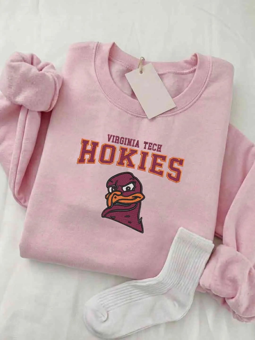 Virginia Tech Hokie Embroidered Sweatshirt, Sport Embroidered Crewneck, Virginia Tech Football Embroidered Shirt, Sweatshirt, Crewneck Gift