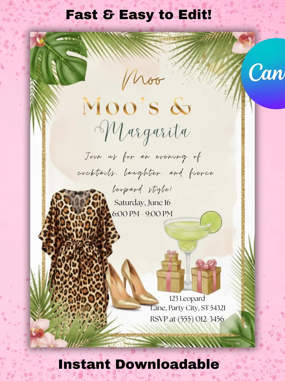 moo moo dress party invitations Moo Moos and Margaritas Party Invitation, Ladies Night Invite Pajama Party, Bridal Shower, Birthday Party Invite, Editable Template in Canva