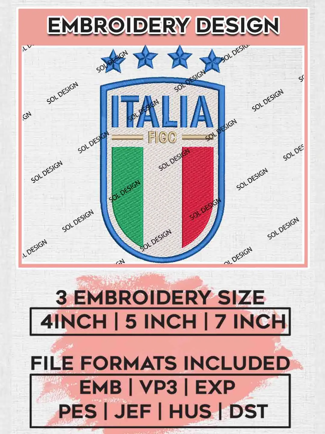 Samurai Blue Football Team Logo Embroidery Designs, Samurai Blue