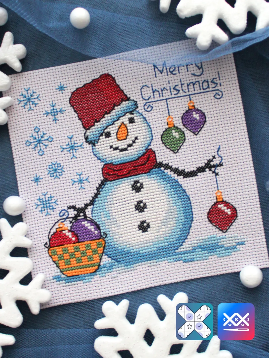 Cross stitch pattern Snowman, Christmas design PDF
