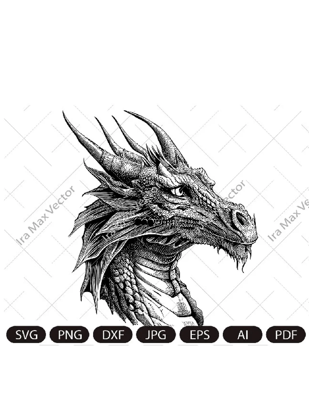 Dragon portrait svg, Dragon head svg,  Dragon face svg, Dragon detailed, Dragon vector, instant digital download