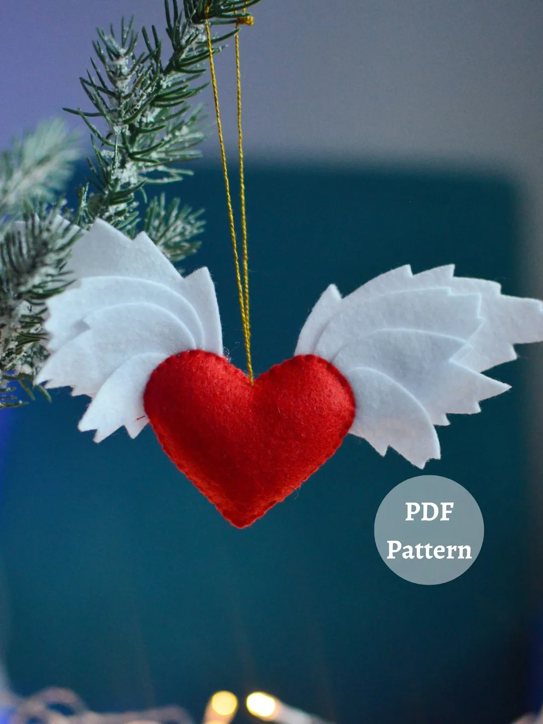 Heart with wings PDF pattern for sewing, DIY Valentine gifts