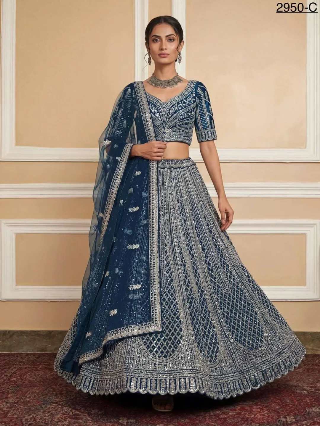 blue indian bridal dress Embroidered Lehenga Choli with Net Dupatta Wedding Wear Heavy Reception, Engagement Bridesmaid Indian Outfit For Women Sequin Color:Purple