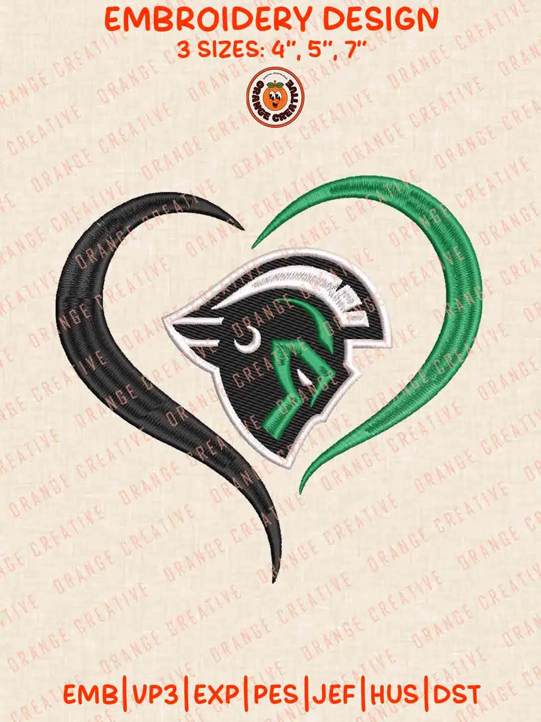 South Carolina Upstate Spartan Heart Embroidery Design Files, Football Logos Embroidery Designs, Sport Machine Embroidery Files, 3 Sizes, Custom Sizes, Instant Download