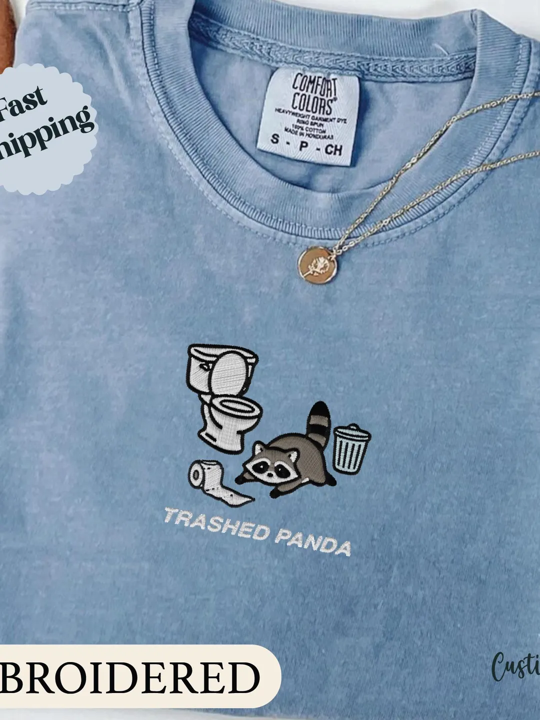 Embroidered Raccoon Meme Shirt, Comfort Colors Tee