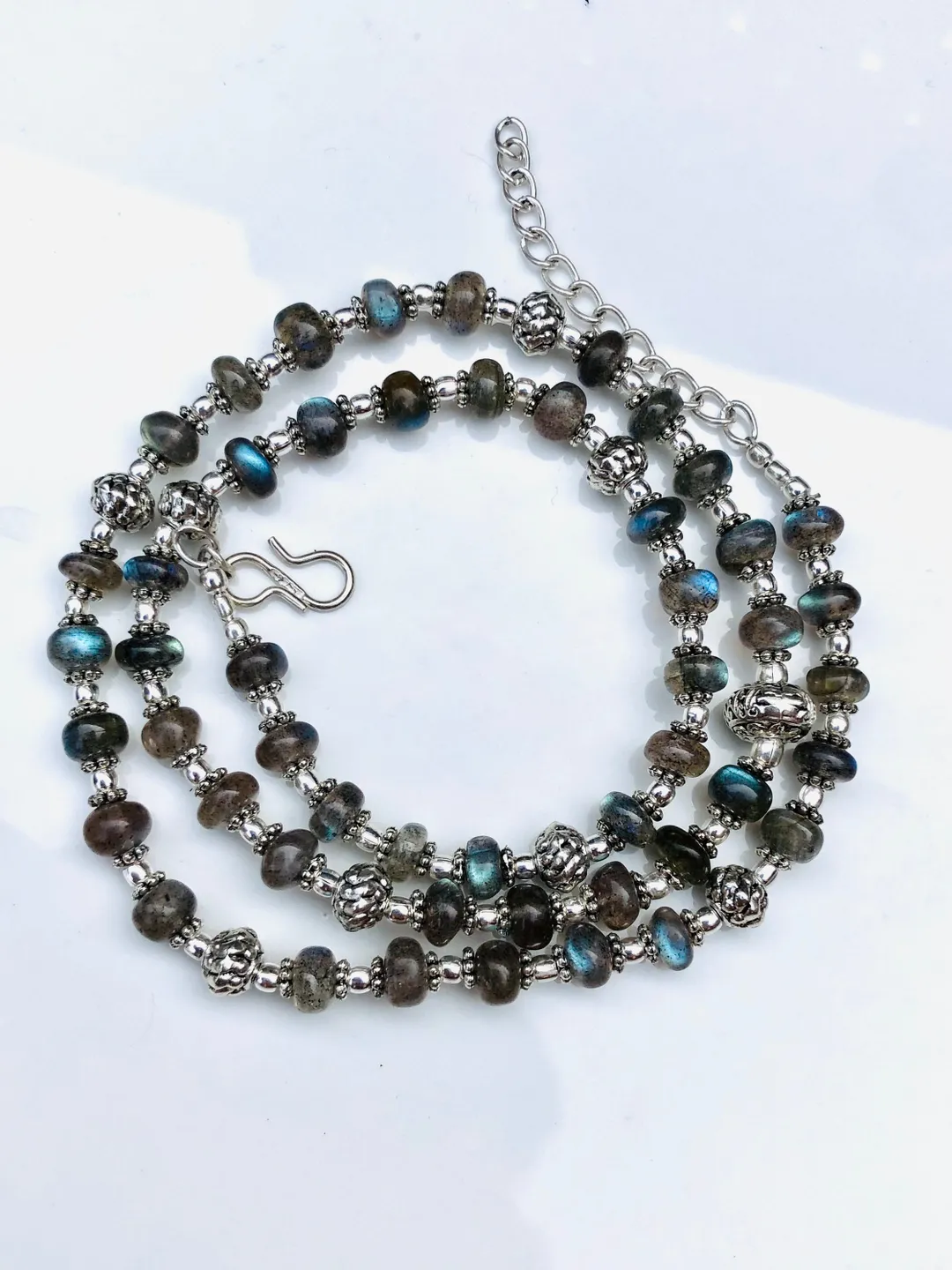 23 Inch Labradorite Gemstone Necklace, Blue Fire Labradorite Beads Handmade Antique  Jewelry  Rondelle Shape Size -6mm