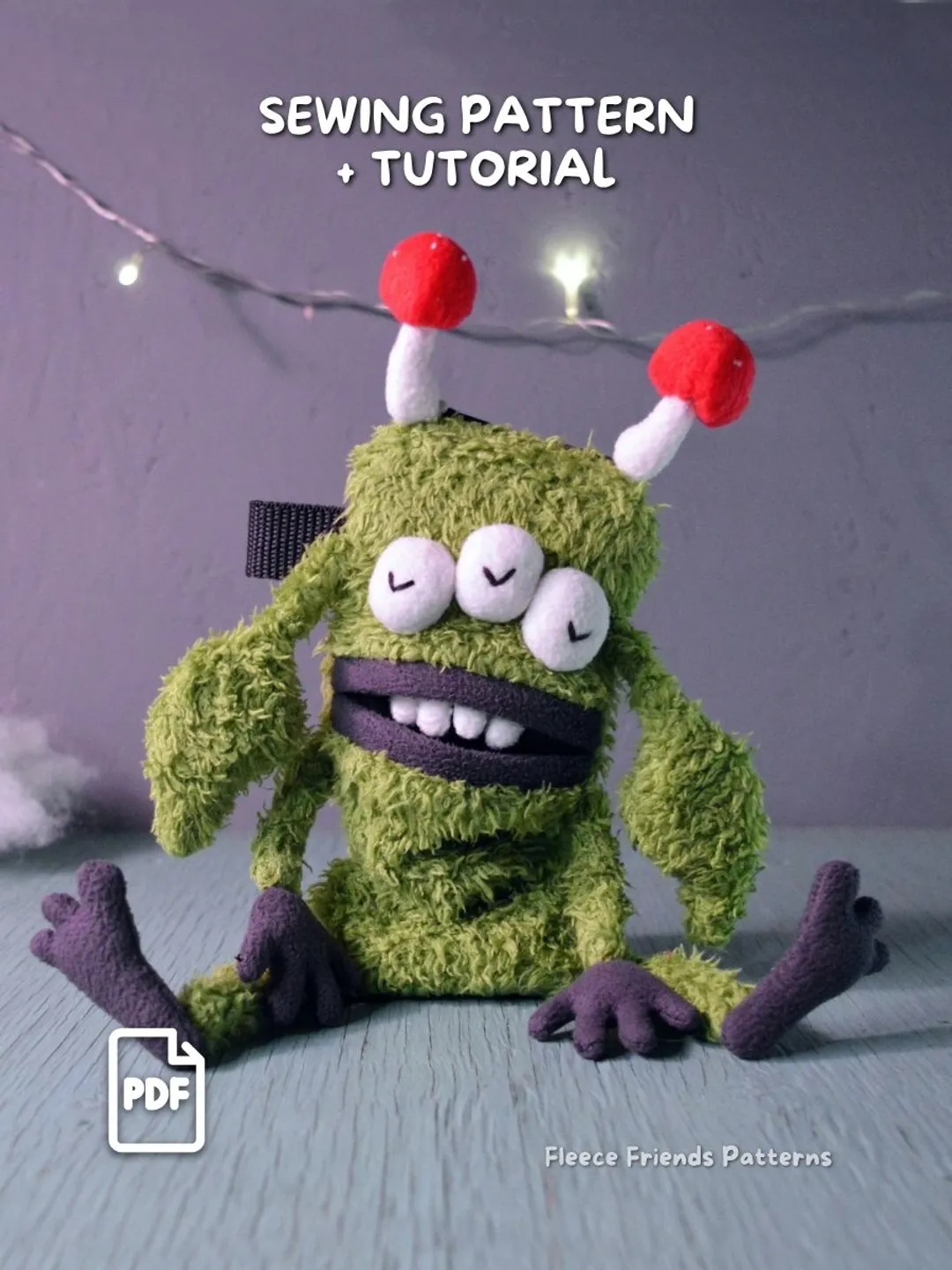 Monster Zipper Purse Sewing Pattern PDF, Plush Bag with Teeth Mouth Pocket, Beginner Friendly Zipper Tutorial