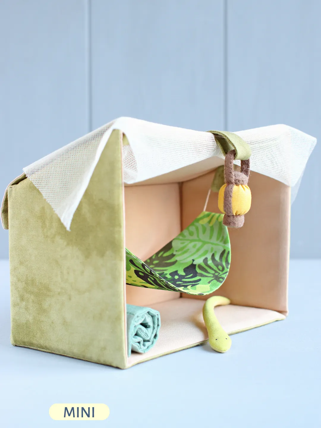 PDF Mini Safari Camping Tent with Hammock and Sleeping Bag Sewing Pattern