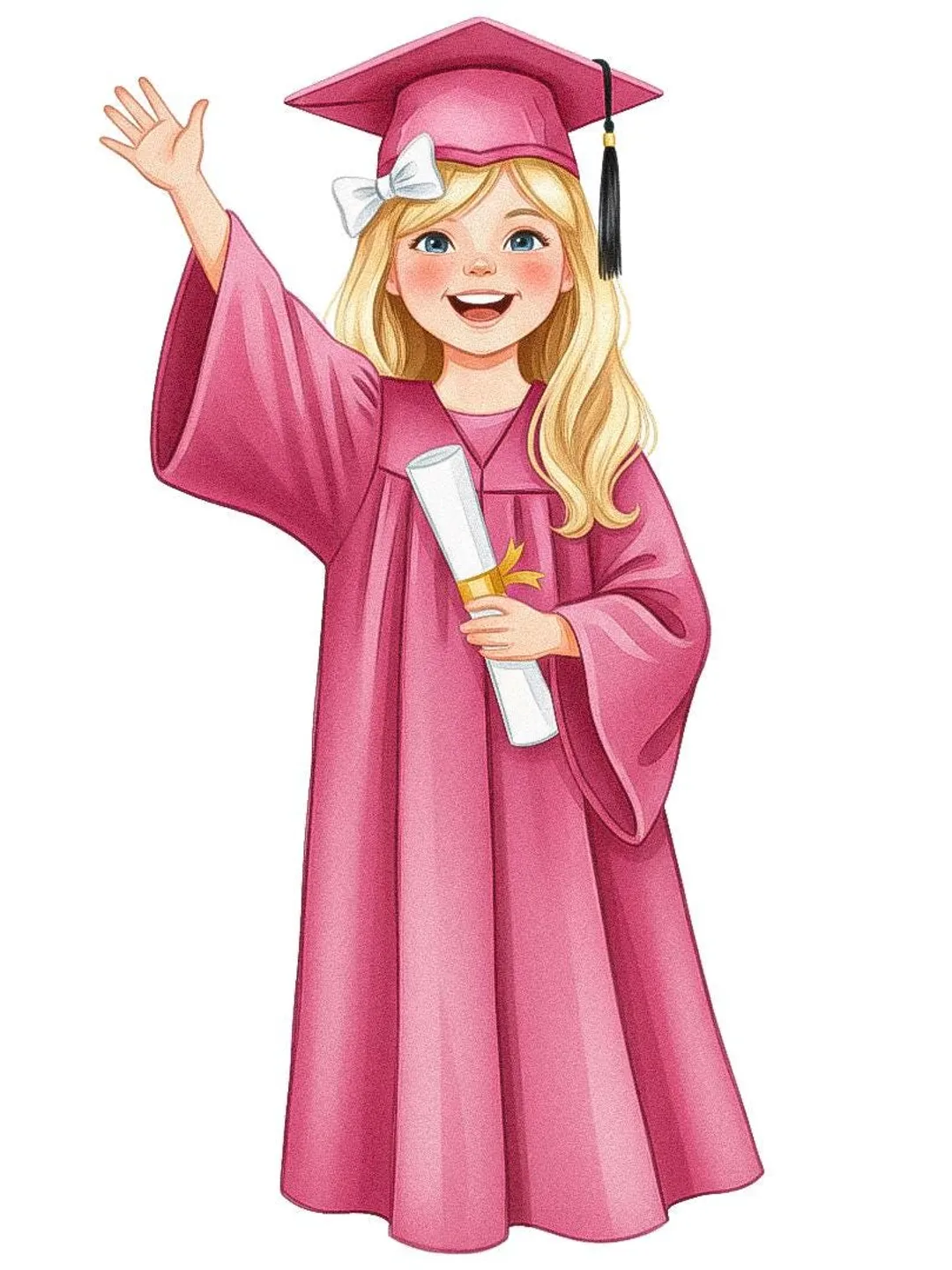 Pink Graduation Objects Animated 16 Pink Graduation Girl Clipart Bundle, Cute School Grad Illustration ...