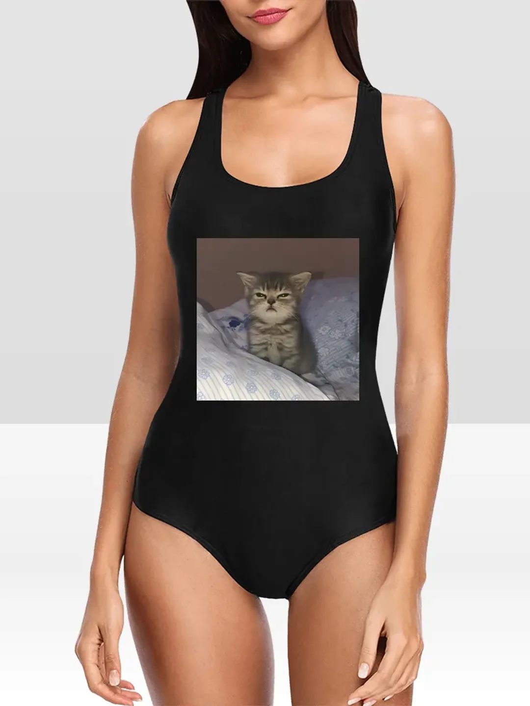 Cat Sleeping Meme One Piece Swimsuit