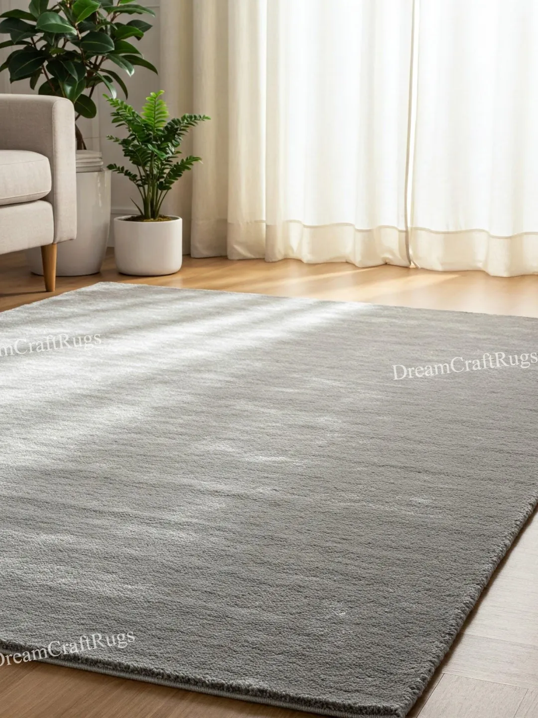 Modern Silver Rug Hand Tufted Wool Area Rug: Solid Silver Modern Carpet