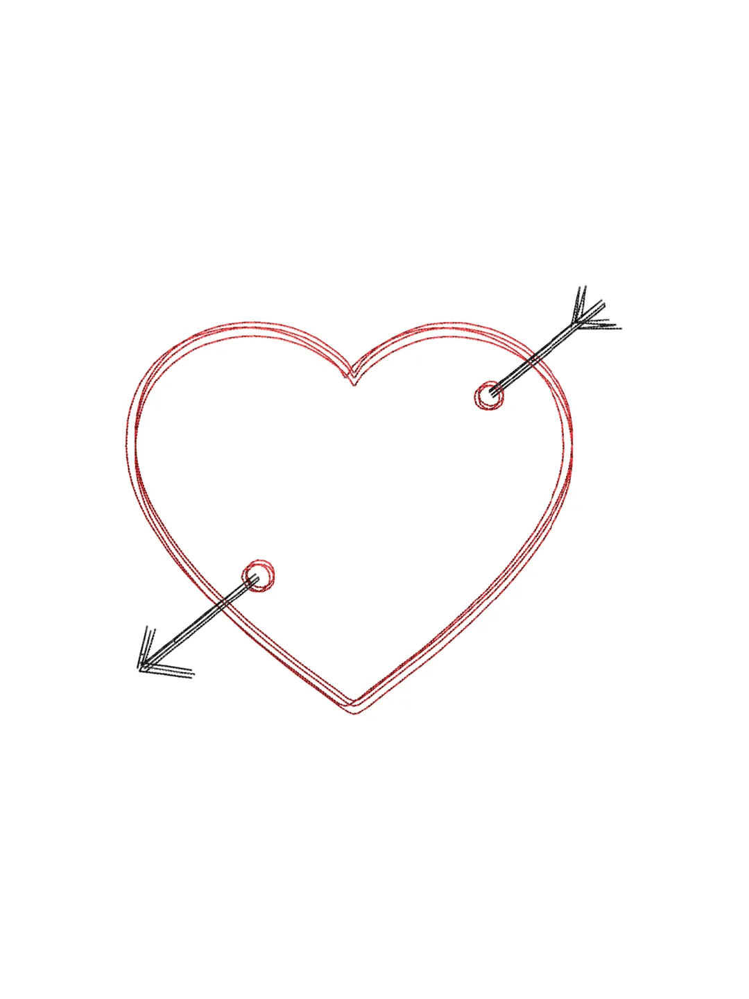 Heart arrow scribble stitch embroidery design,Heart arrow embroidery design,Fun embroidery design,INSTANT DOWNLOAD-1386