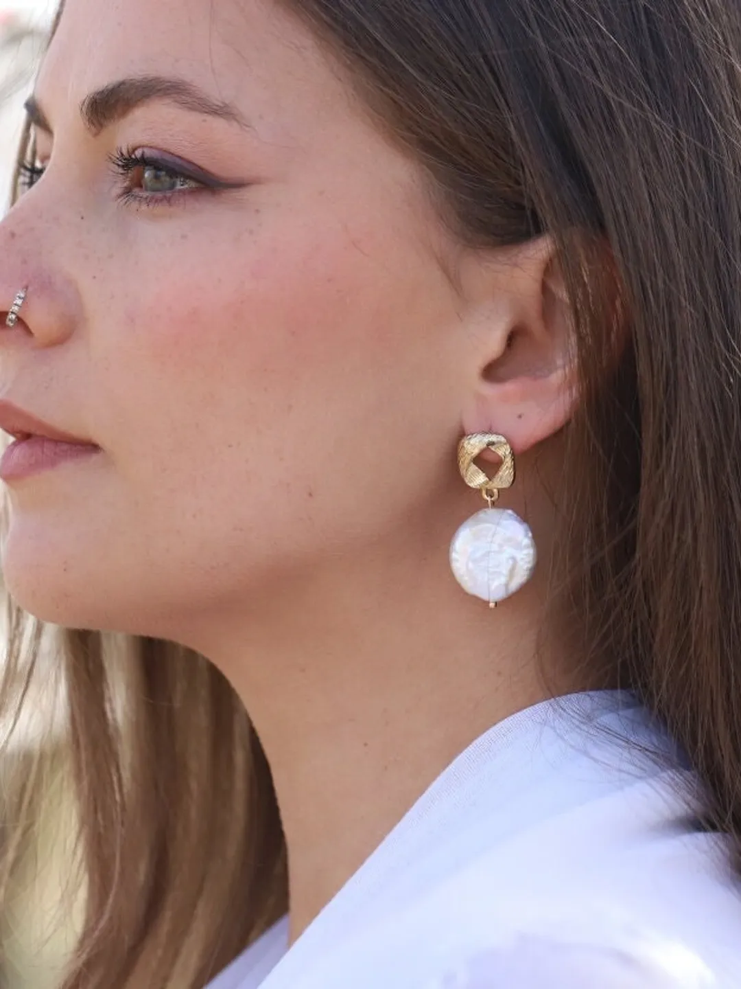 Art Deco Wedding Earrings, Freshwater Pearl Boho Bridal Earrings, Gold Vintage Wedding Jewelry, Statement Bridal Earrings, Retro Jewellery