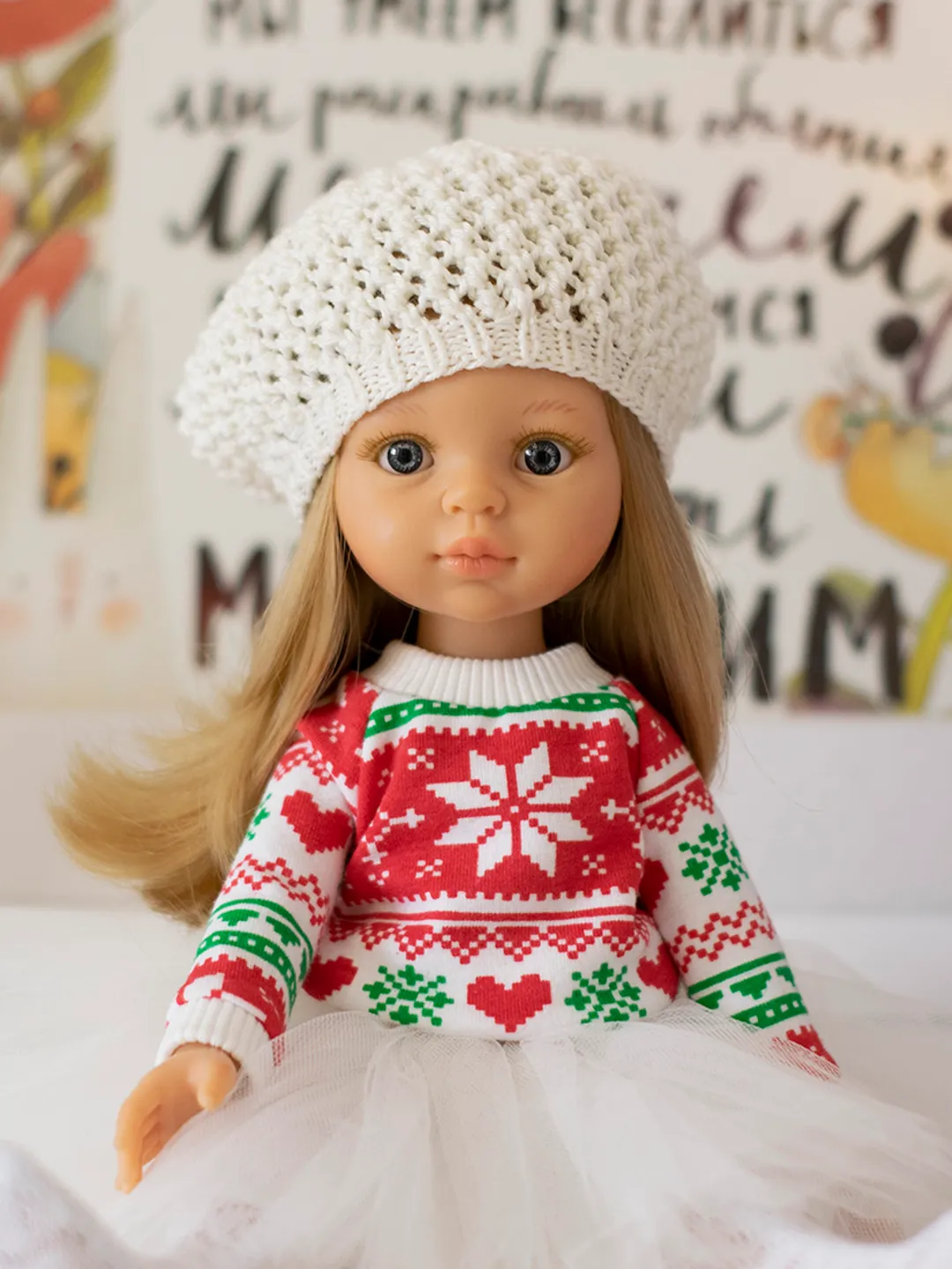 Christmas sweatshirt for Paola Reina doll, Siblies, 13" doll clothes, Christmas costume for dolls, Christmas outfit