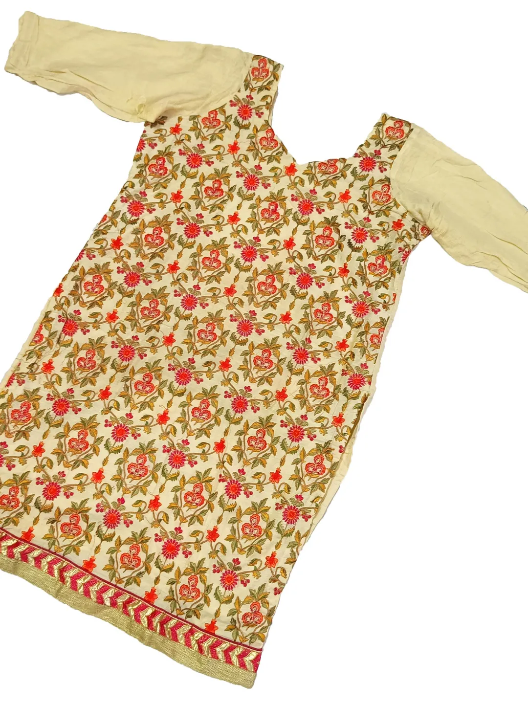 Colorful Indian Vintage Embroidered Flower Work Designer Kurti Dress - Cotton Fabric Boho Hippy Women Tunic Summer Wear Top Colorful Indian Vintage Embroidered Flower Work Designer Kurti Dress - Cotton Fabric Boho Hippy Women Tunic Summer Wear Top