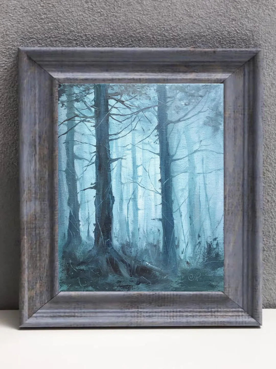 Original Oil Landscape Trees Painting Foggy Forest Wall art Forest Painting