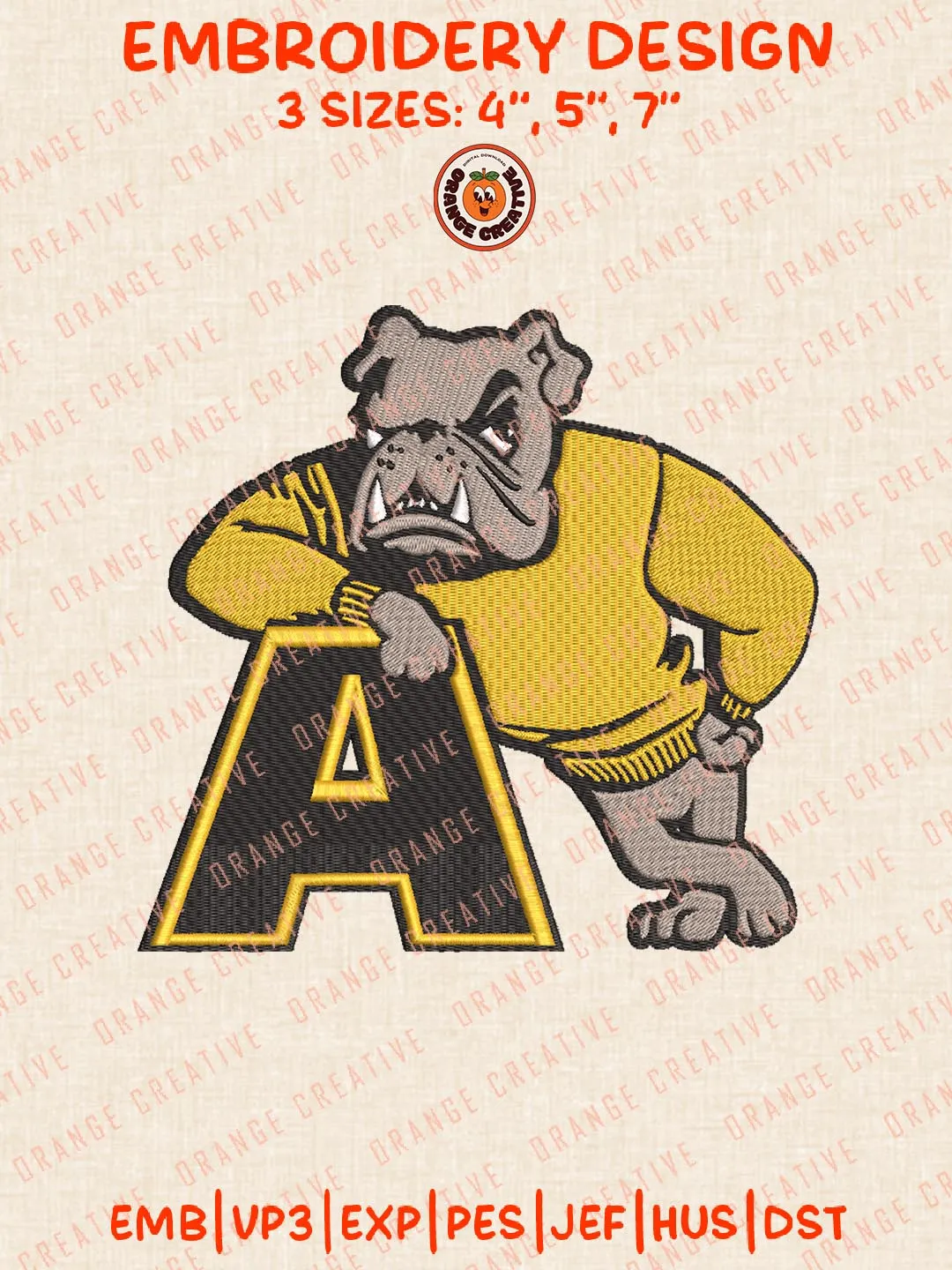 NCAA Adrian College Mascot Logo Embroidery Files, Sport Embroidery Designs, NCAA Adrian Bulldogs Embroidery, College Team Designs, Digital Download