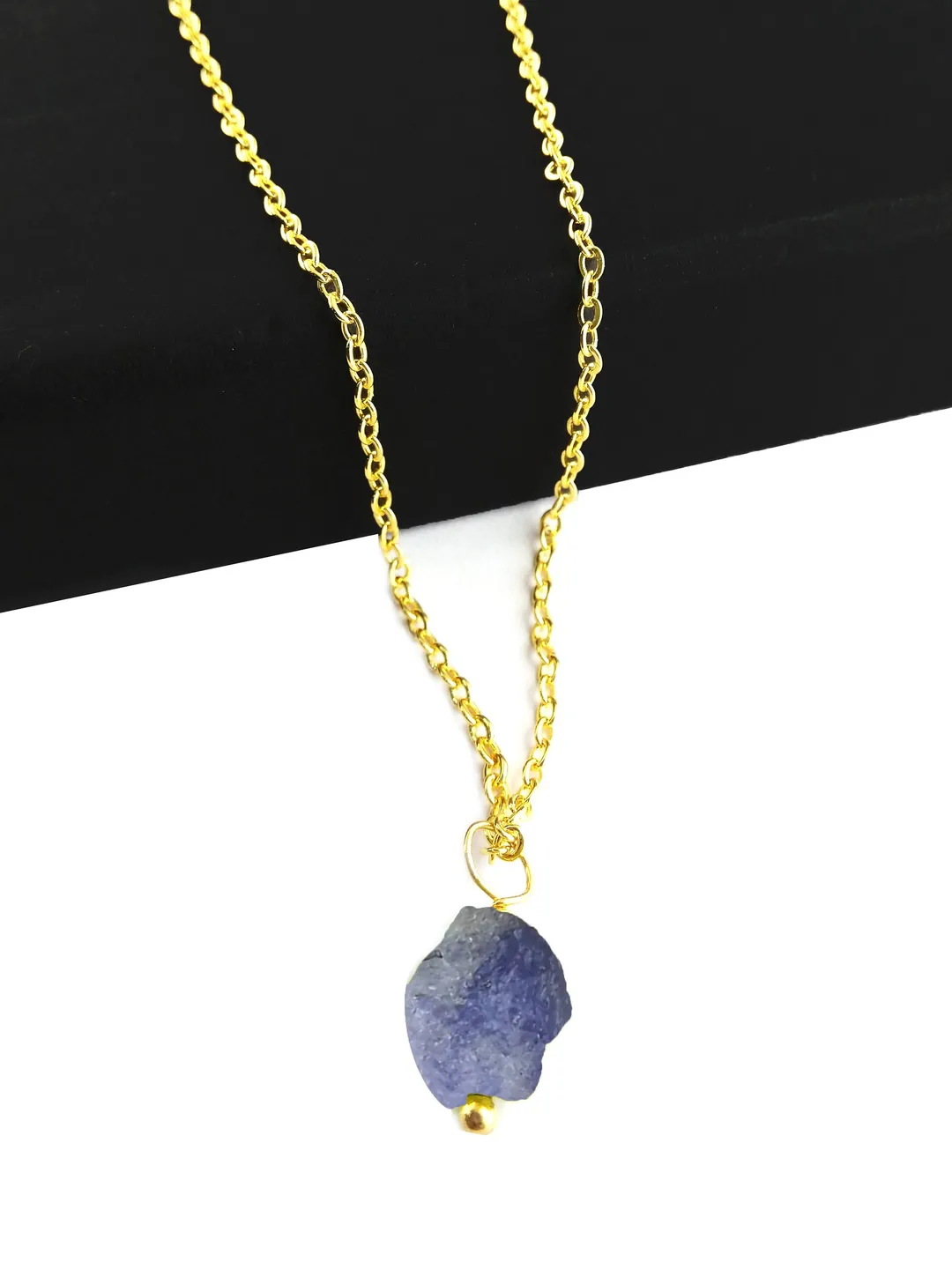 Raw Tanzanite Necklace: Gold Plated Gemstone Pendant, December Birthstone