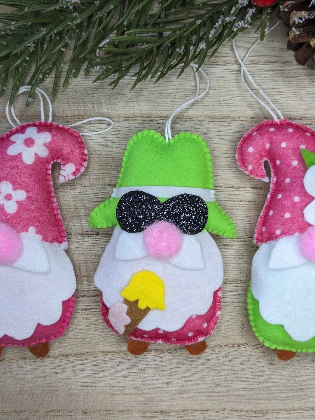 Holiday Gnomes, Felt Christmas Tree Decorations, Scandinavian Gnome, Christmas Gnomes, Swedish Gnome, Gnome with glasses, Set 3 toy