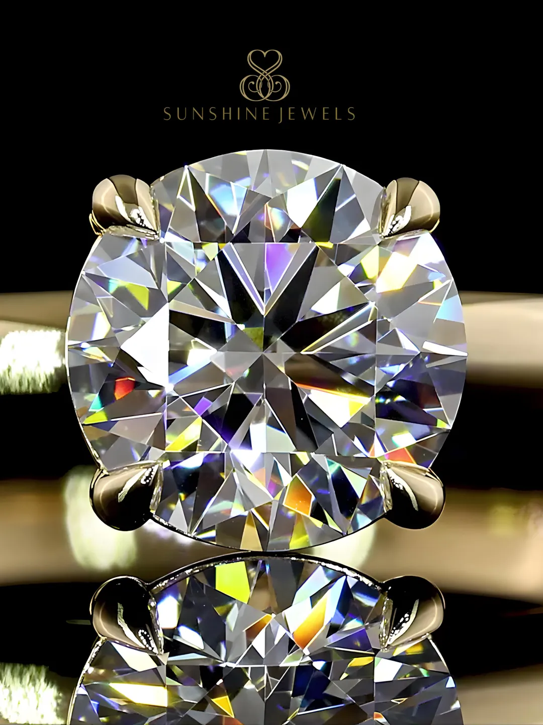 1.50 Round Lab Grown Diamond Engagement Ring, 14K Gold Solitaire Ring.