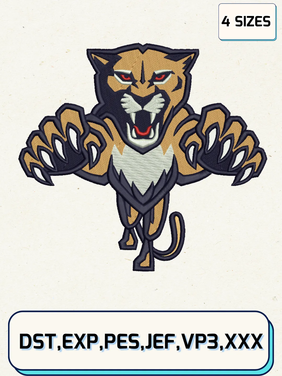 Florida Hockey Embroidery Design Files ,Machine Embroidery Files,4 Sizes