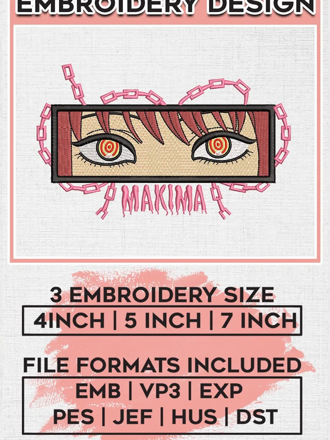 Aki Embroidery Designs, Aki Character Embroidery Files, Chainsaw