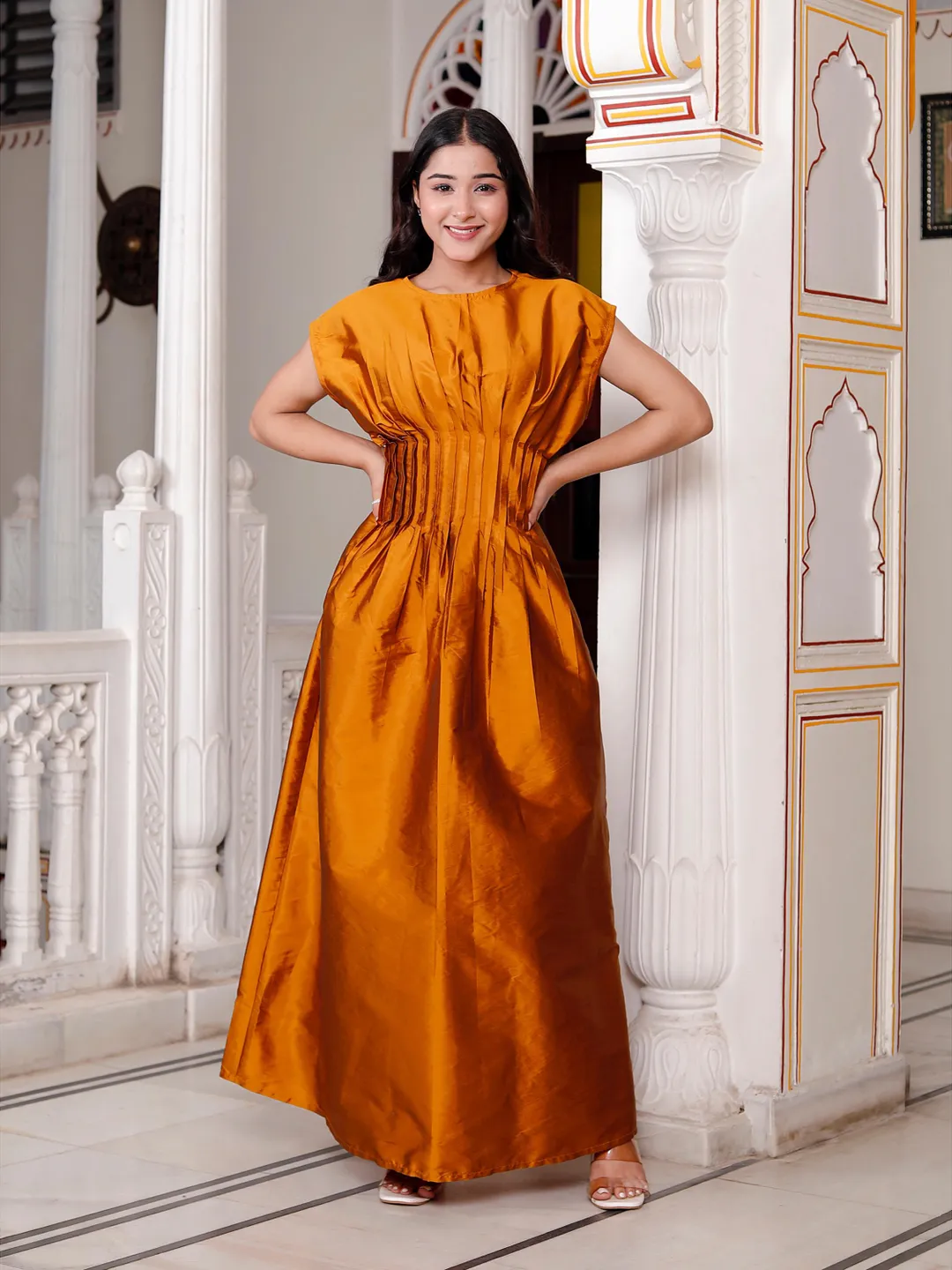 Rust Taffeta Maxi Dress for Women Rust Taffeta Maxi Dress for Women