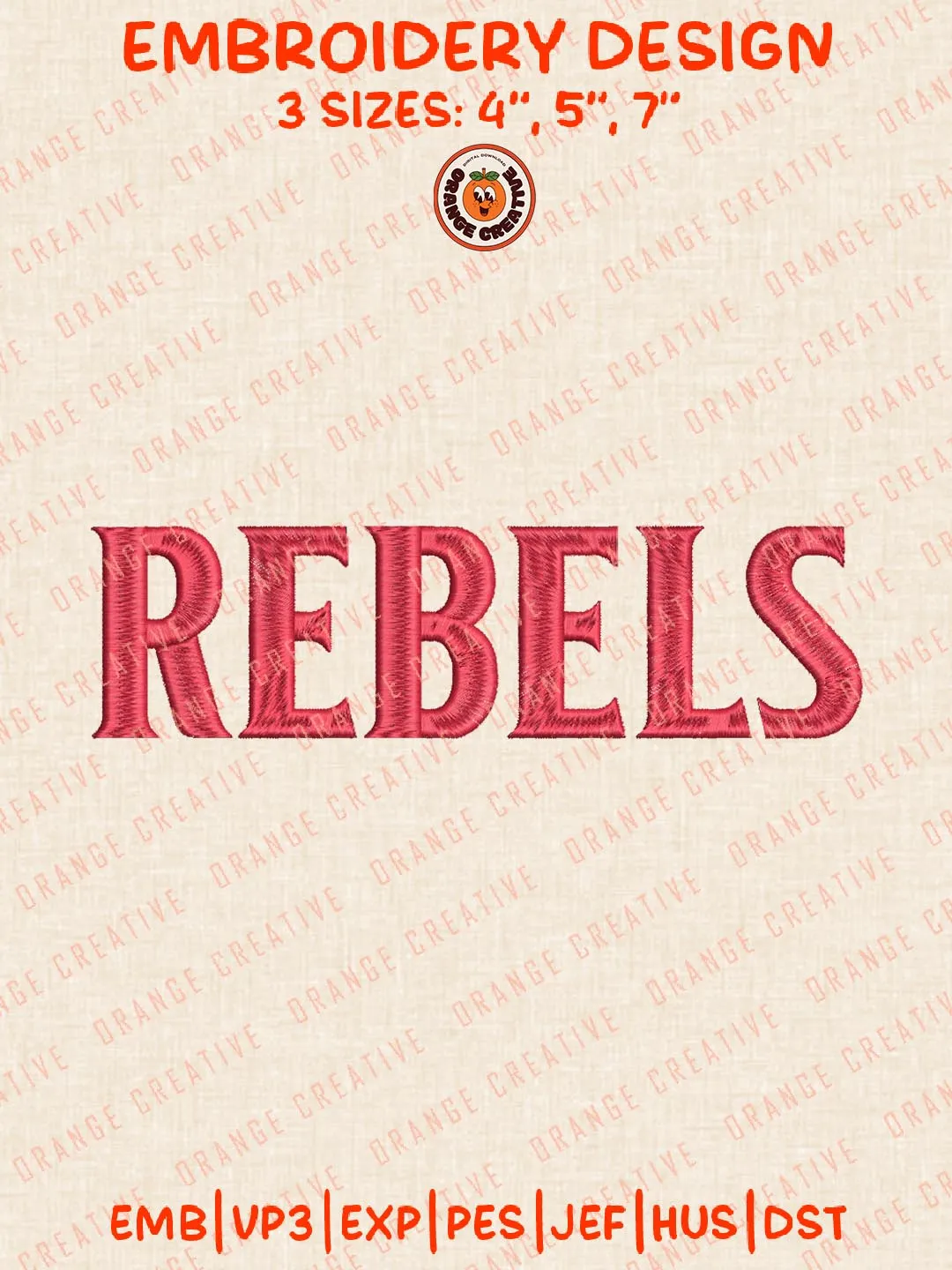 Rebels Text Embroidery Design, NCAA UNLV Rebels Team Logo Embroidery Design, Machine Embroidery Design File, 4 Sizes, Custom Size, Digital Download