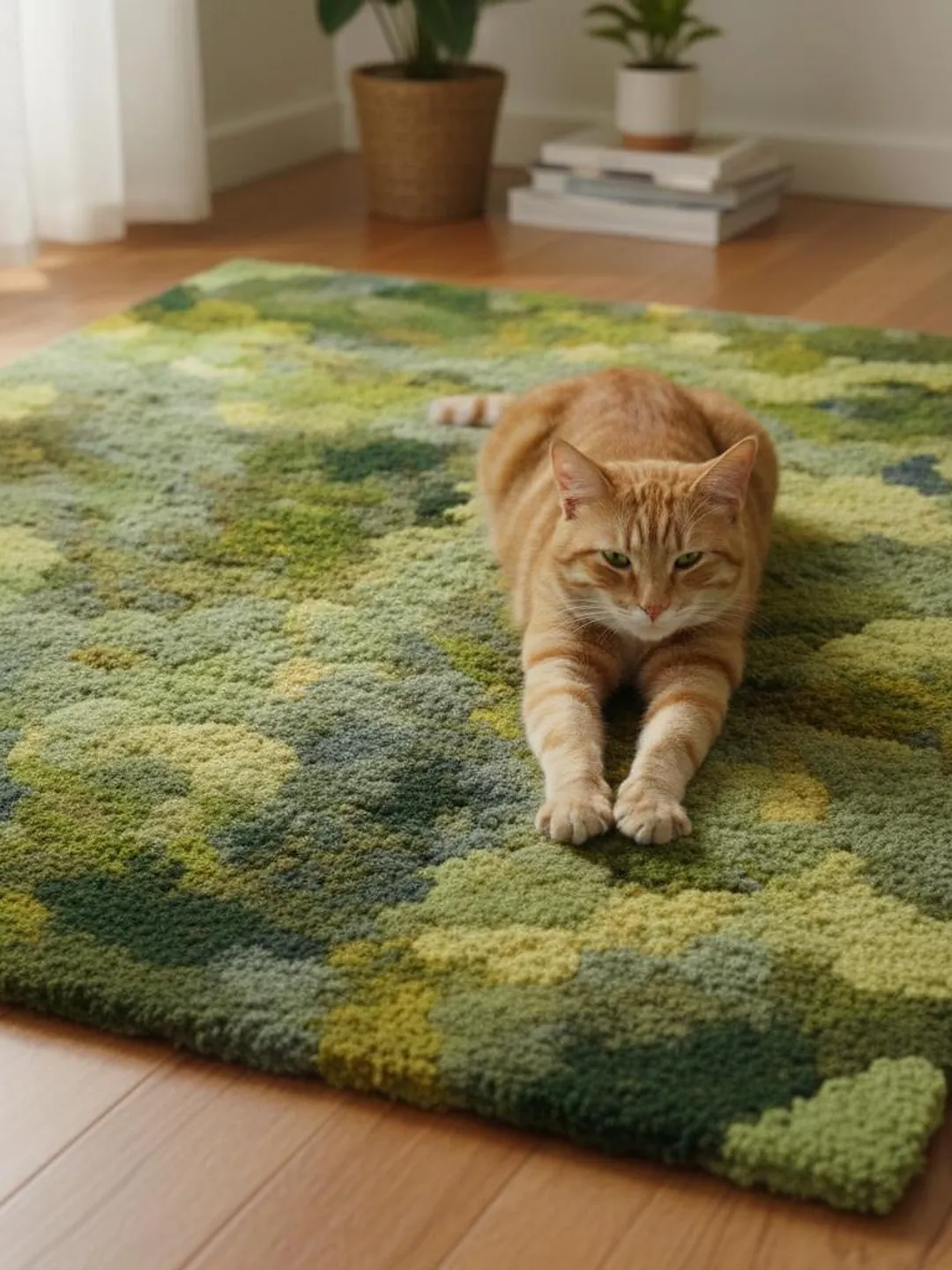 Handmade Tufted Moss Green Rug | Nature Inspired Living Room