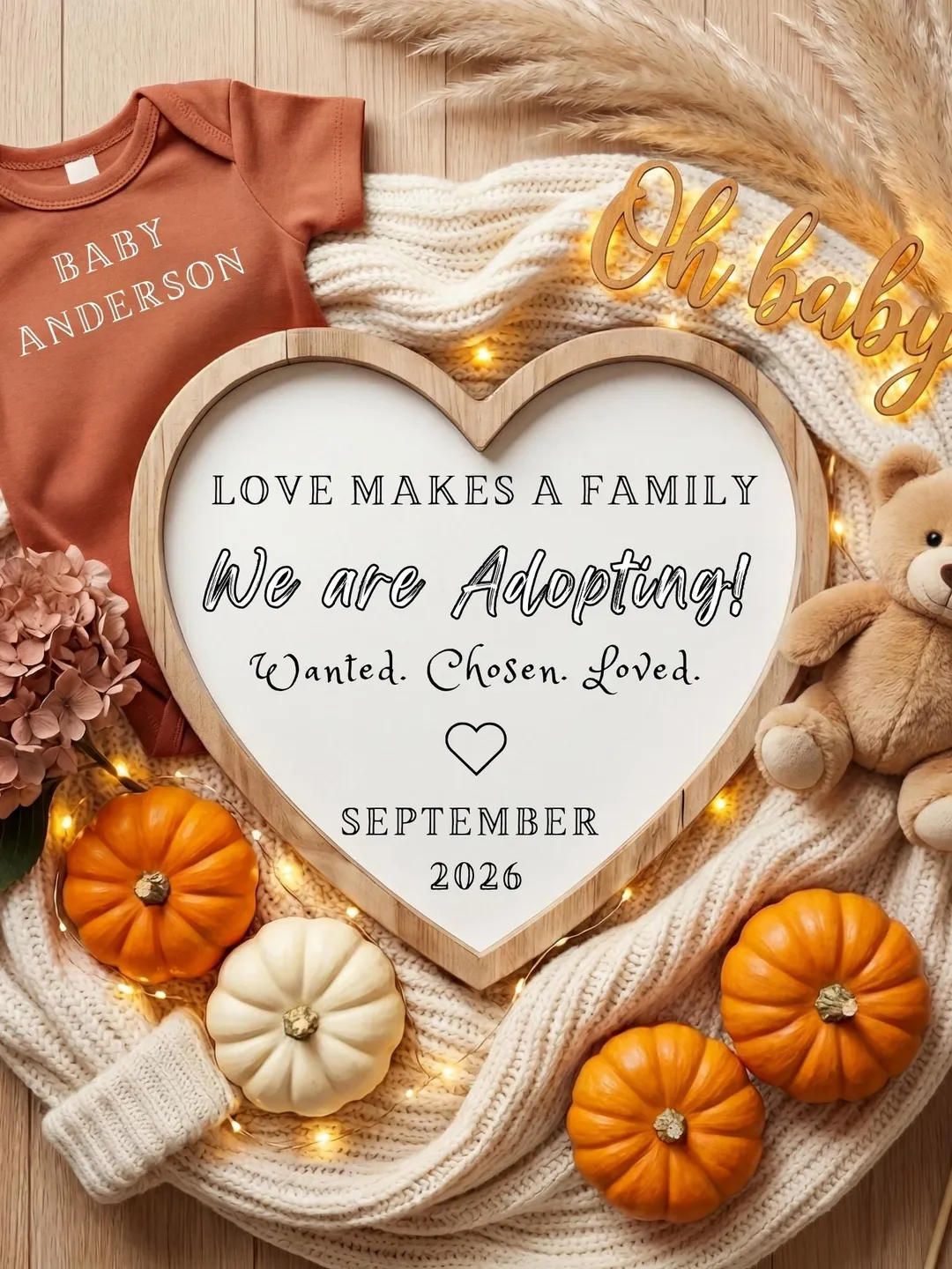 Autumn Adoption Announcement, Thanksgiving Reveal, Fall Social Media ...