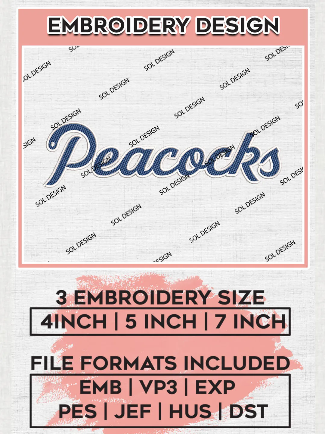 Saint Peters Peacocks Team Wordmark Logo embroidery designs, NCAA Saint Peters Peacocks Logo Machine embroidery designs, NCAA Team Logo embroidery designs, NCAA Game Day Machine embroidery designs, Digital Download