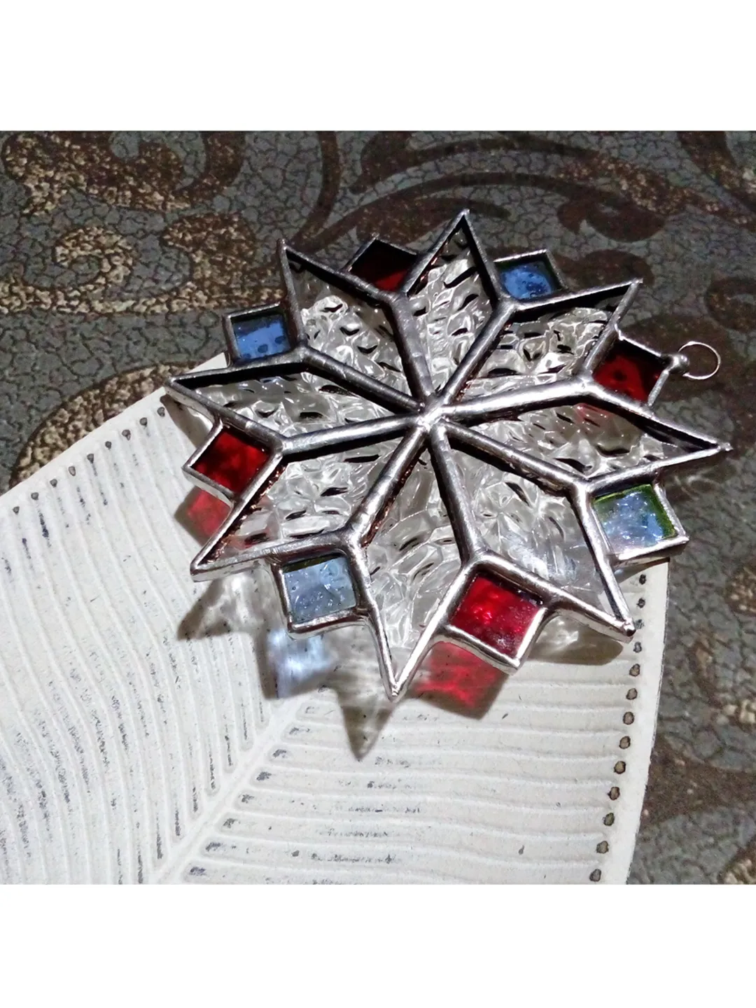 Christmas decorations, snowflake suncatcher, christmas tree star, new year tree toy, hygge christmas
