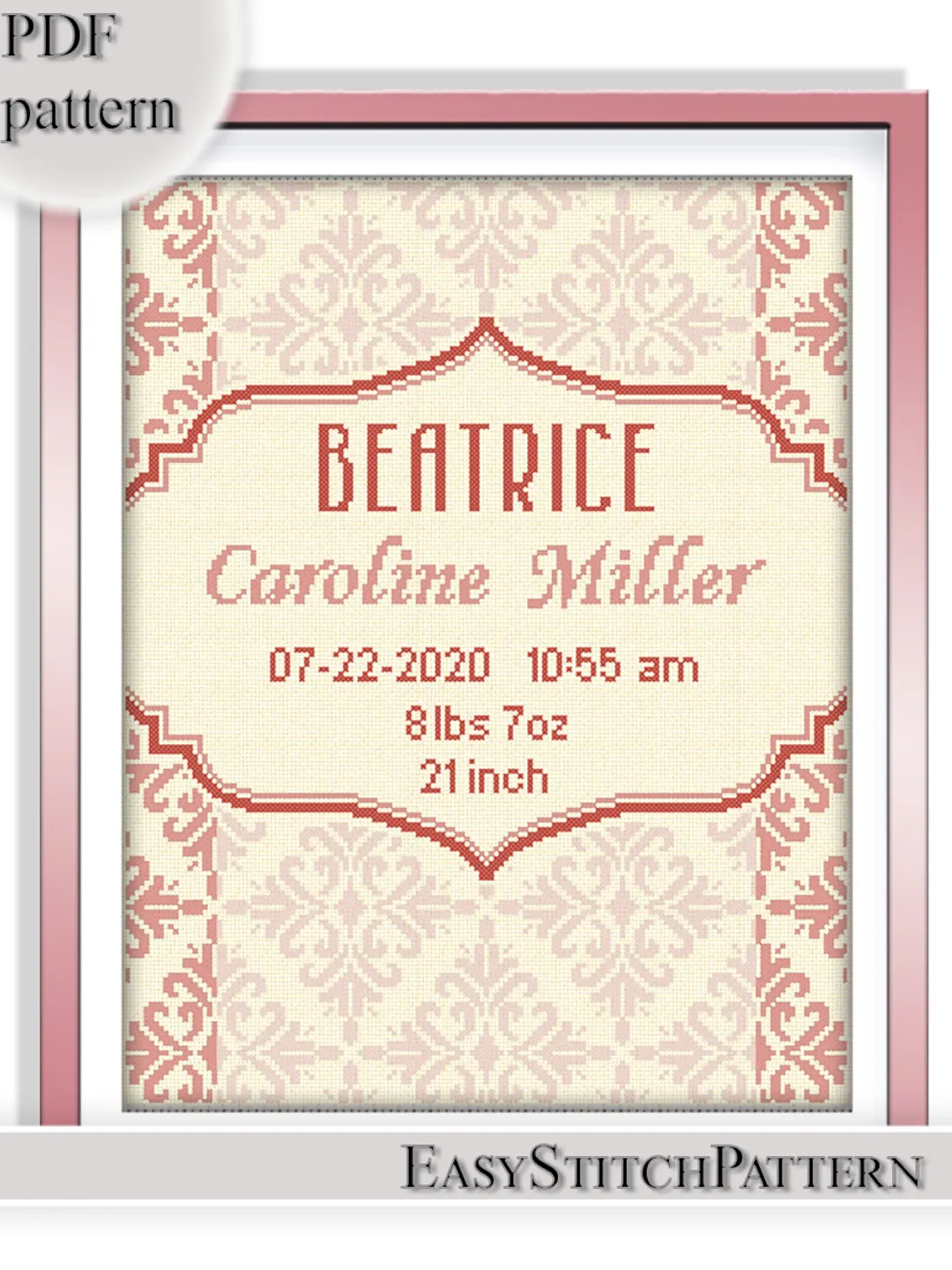 Anniversary cross stitch. Birthday cross stitch pattern. Border Cross Stitch. Modern cross stitch.