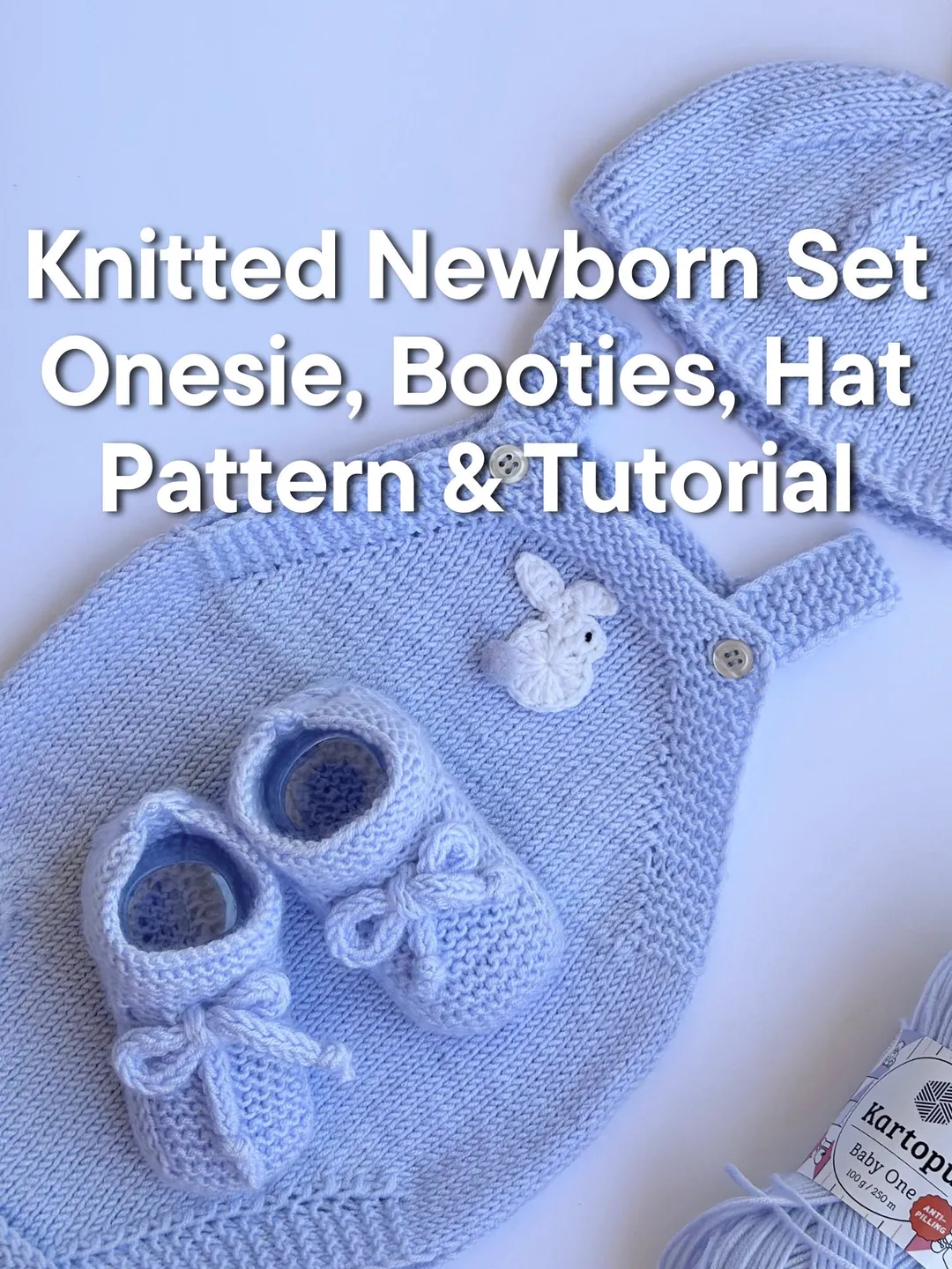 PDF Newborn SET Onesie, Booties, Hat with knot- Seamless Knitting Pattern – Comfort for Your Newborn with video ENG