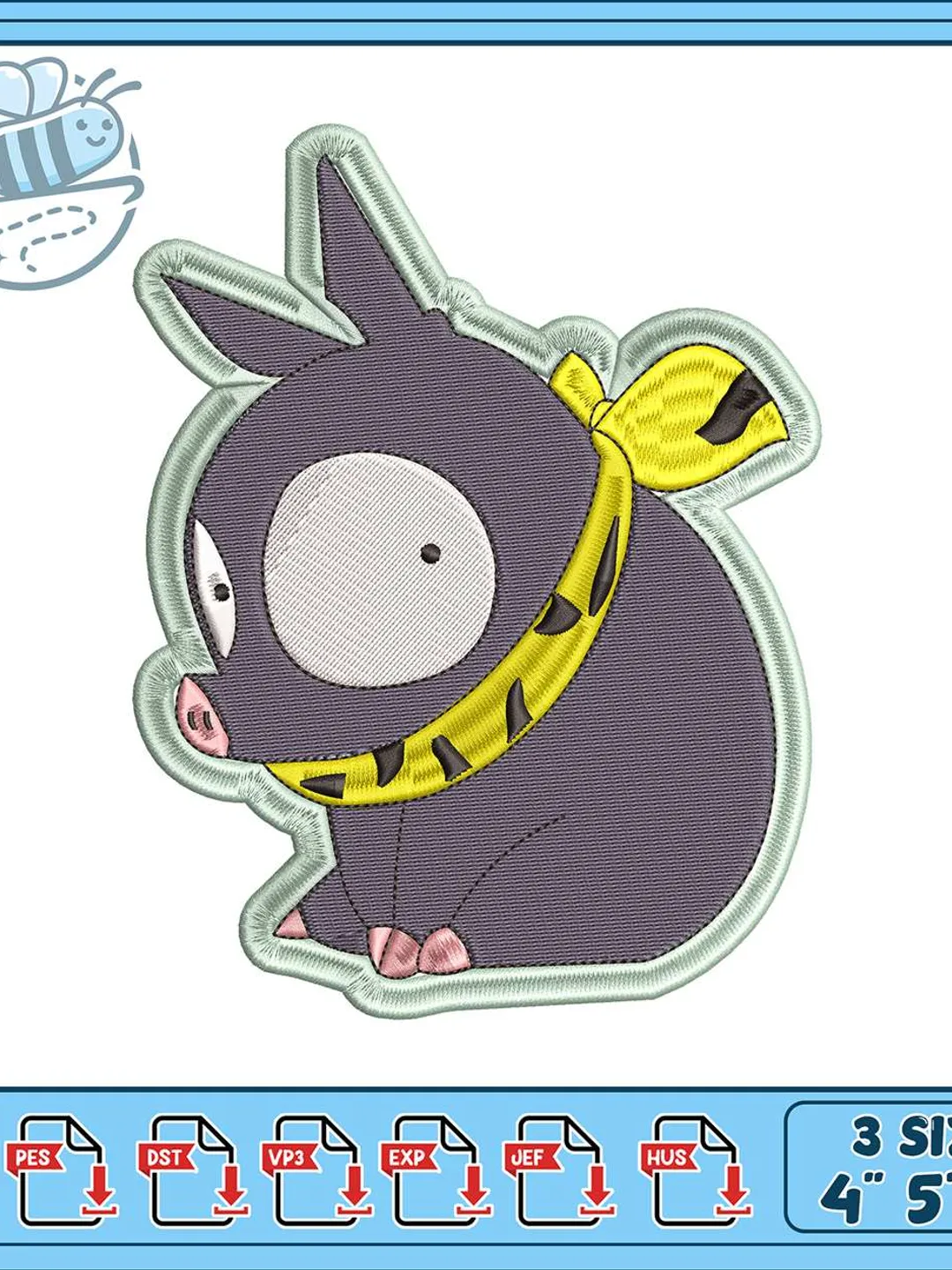 Ranma Piglet Chibi Embroidery Design, Cute Anime Pig Machine Embroidery File, Kawaii Character Patch, Instant Download PES DST