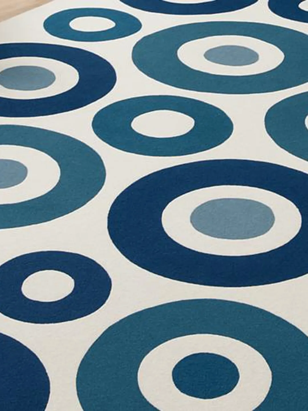 Geometric Circle Wool Area Rug – Blue Modern Hand Tufted Mid Century ...